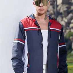 Campus Sutra Men Colourblocked Windcheater Biker Jacket-picture-50