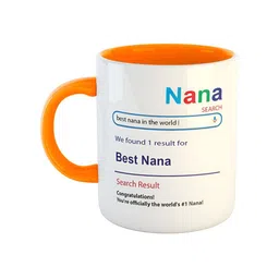 ARTBUG White & Orange-Coloured Best Nana Printed Glossy Ceramic Coffee Mug 330 ML-29