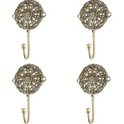 IndianShelf 4 Piece Brass Floral Door Hangers Wall Hooks-image-55