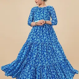 Sangria Girls Floral Printed Tiered Maxi Dress-image-81