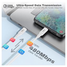 Case Magic USB-C to USB-C Cable | 60W PD Fast Charging, 480Mbps Data Transfer, Durable PVC | Compatible with MacBook, iPad Pro, Samsung S25/S24/Ultra, Xiaomi, OnePlus & Android Phones (1M) image 4
