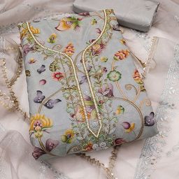Maroosh Printed Organza Unstitched Dress Material-image-74