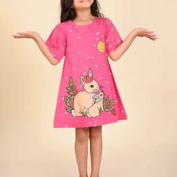 LilPicks Kids Pink Printed A Line Dress-image-14