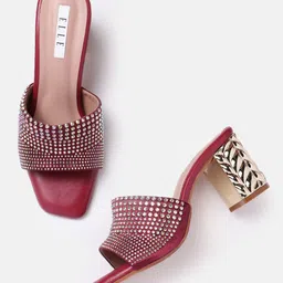 ELLE Embellished Party Block Heels-4