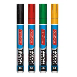 Soni Office Mate Regular Acrylic Paint Marker 4.5 mm Bullet Tip Quick Dry, Long Lasting, Water Based Ink for Crafts & Projects, Multicolor (Pack of 4)-picture-34