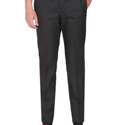 Arrow Black Regular Fit Checks Trousers-image-96