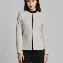 Allen Solly Grey Self Pattern Blazer-picture-0