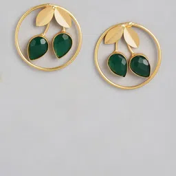 Anouk Gold Plated Contemporary Artificial Stones Studded Circular Studs image 2