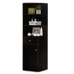 Kawachi Wooden Corner Cabinet With Drawer For Living Rooom, Bed Room, K559-Wenge Brown-26