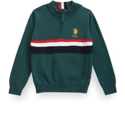 U.S. Polo Assn. Kids Green Striped Full Sleeves Sweater-picture-41