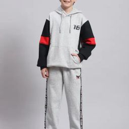 Monte Carlo Kids Grey Melange Textured Full Sleeves Tracksuit-image-40
