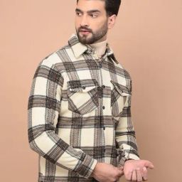 Crimsoune Club Brown Regular Fit Checquered Shacket-image-31