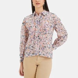 Kazo Peach Floral Print Shirt-image-70