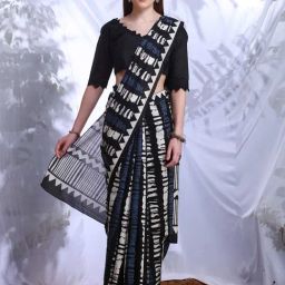 Saree Mall Black Printed Saree With Unstitched Blouse-image-48
