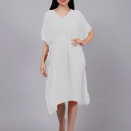 Erotissch Off-White Plain Beachwear Kaftan-image-18