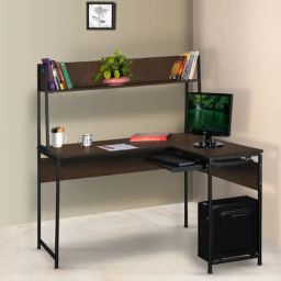 Delite Kom Falcon Flowery Wenge Black Metal L-shaped Computer Desk-image-61