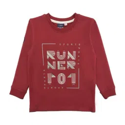Cavio Kids Maroon Printed Full Sleeves T-Shirt-image-46