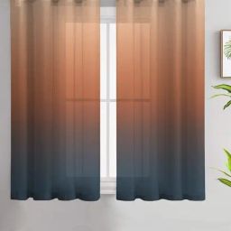 SPACES DRAPE STORY Boho Blue & Brown Polyester 5 ft Sheer Window Curtains - Set of 2-image-72