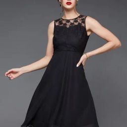 Miss Chase Black Lace Skater Dress-image-74
