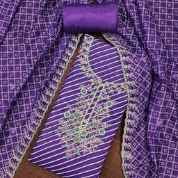 SHADOW & SAINING Striped Beads And Stones Semi-Stitched Dress Material-image-83