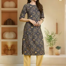 anouk rustic HERE&NOW Selection Of 3 Geometric Printed Round Neck Straight Kurtas image 2
