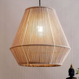 Decazone Beige Rattan Hanging Wooden Boho Ceiling Lamp-46