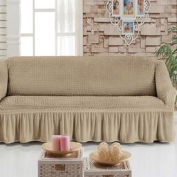 MULTITEX Coffee Brown Solid Polyester Sofa Cover-18