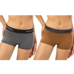 Freecultr Grey & Brown Plain Boy-Shorts Panties - Pack Of 2-picture-47