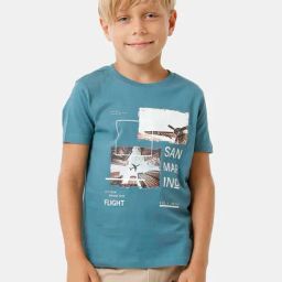 Kate & Oscar Kids Blue Cotton Printed T-Shirt-image-29