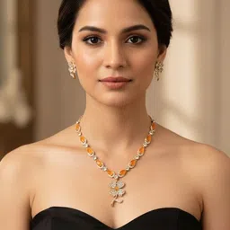 saadgallery Women Floral Necklace and Earrings-image-36