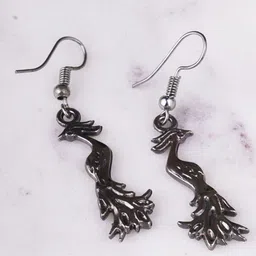 Sangria Silver-Plated Peacock Shaped Oxidized Drop Earrings-23