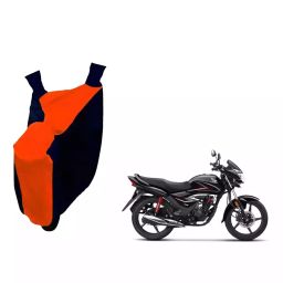 Auto Pearl Waterproof Two Wheeler Cover For Honda CB Shine (Orange & Blue)-image-96