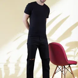 SZN Men Classic Regular Fit Mid-Rise Slash Knee Stretchable Jeans-image-92