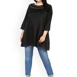 Qurvii Plus Size Black Solid Tunic image 5