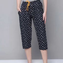 Kryptic Navy Cotton Printed Capris-image-10