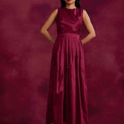Abhishti Wine Cotton A-Line Skirt-image-54