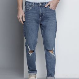 Tommy Hilfiger Men Blue Slim Fit Mid-Rise Slash Knee Stretchable Jeans-picture-23