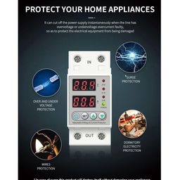 amiciSmart Automatic Over/Under Voltage And Over Load Protection (Adjustable Setting) AC With Auto Re-Connect Led Display Standard Din-Rail Mounted Single Phase 220V, 80A (White) image 5