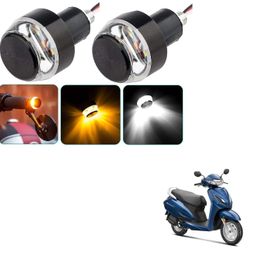 AUTOADDICT Auto Addict Bike And Scooty Handle Bar End DRL/White And Yellow Turn Signal LED Light Blinker Indicator For Honda Activa 6G image 1