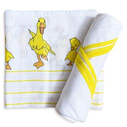 Tiny Lane 100% Organic Bamboo Cotton Muslin Baby Swaddle Wrappers Duck & Classic White Print Pack of 2 - Multicolor-image-55