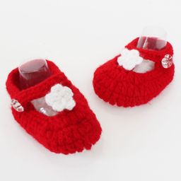 Woonie Handmade Floral Embroidered Detail Booties  - Red-picture-15