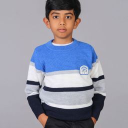TOONYPORT Full Sleeves Striped Winter Sweater - Sky Blue-image-91