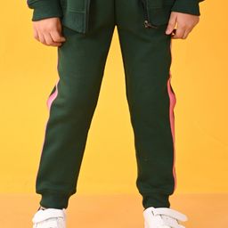 Anthrilo Glitter Side Tape Fleece Joggers - Olive Green-image-96