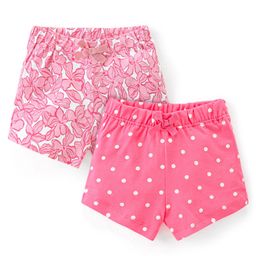Babyhug Single Jersey Mid Thigh Shorts with Floral and Polka Dots Print Pack of 2 - Pink-image-41