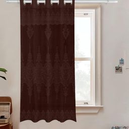 Kuber Industries Window Curtain  Darkening Window Curtains  Sheer Curtain with 8 Rings  Parda for Living Room  Drapes for Bedroom  Net Frill Window Curtain  5 Ft  SY15ZZ  Brown-picture-9