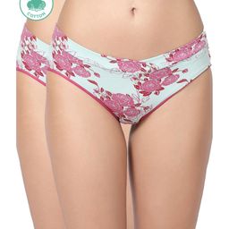 Inner Sense Organic Cotton Pack Of 2 Floral Printed Anti Microbial Maternity Panties - Pink-picture-11
