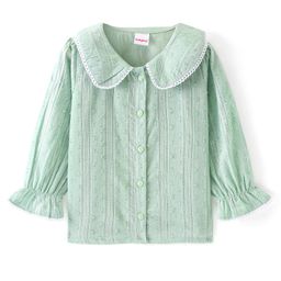 Babyhug Cotton Knit Full Sleeves Collared Dobby Top - Green-image-68