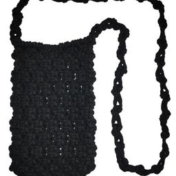 Aamivi Knitted Macrame Sling Bag, Mobile side bag, Mobile shoulder bag, Crossbody bag, mobile phone Bag (Black)-image-90