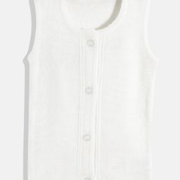 RVK Sleeveless Solid Stretchable Cardigan Sweater- Off White-picture-43