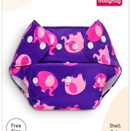 Babyhug Free Size Reusable Cloth Diaper Without Inserts Elephant Print - Purple-1